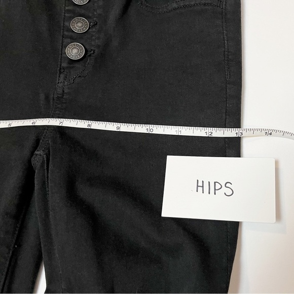 American Eagle Super High Rise Jegging 00 skinny jeans‎ black ripped button fly - Picture 10 of 12